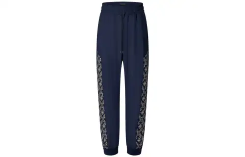 LOUIS VUITTON FW23 Knitted Sweatpants Men's Dark Denim