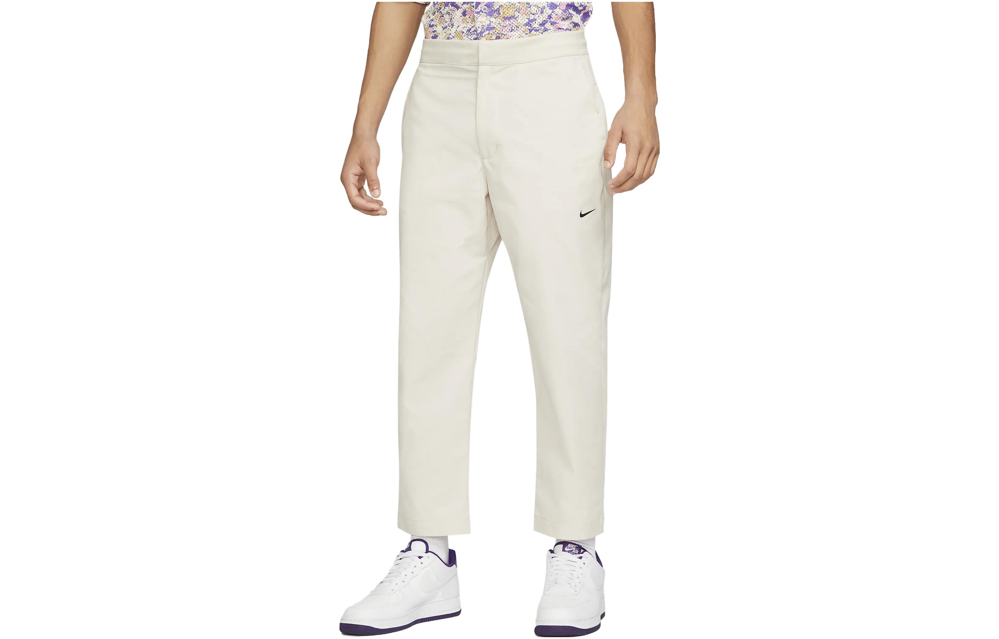 Nike Sportswear Essentials Collection Style Solid Logo Logo Woven Nine-Point Knitted Sports Pants Men's Creamy White
