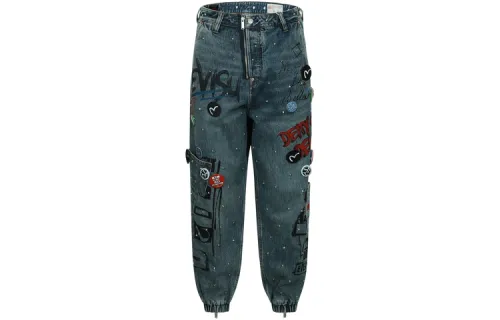 EVISU Jeans Men's Denim Blue Moderate Cuffed Pants