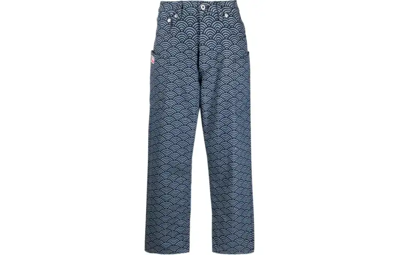 KENZO All Over Patterned Wide Leg Jeans