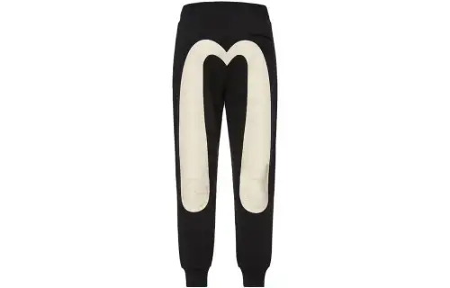 EVISU Knitted Sweatpants Men's Black Moderate Cuffed Pants