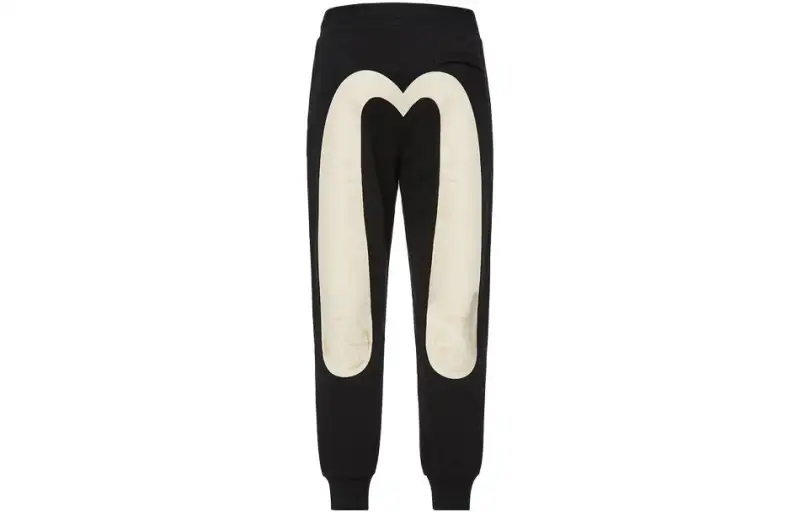 EVISU Knitted Sweatpants Men's Black Moderate Cuffed Pants