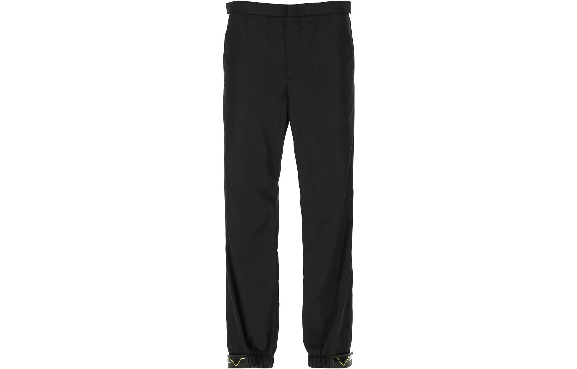 PRADA Knitted Sweatpants Men's Black Moderate Straight Fit Pants