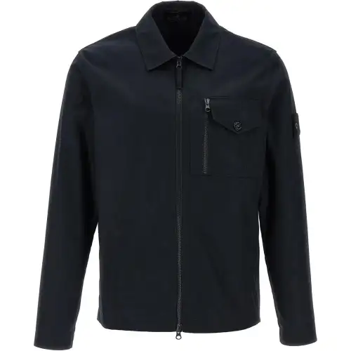 STONE ISLAND Ghost Logo Patch Zip-Up Overshirt