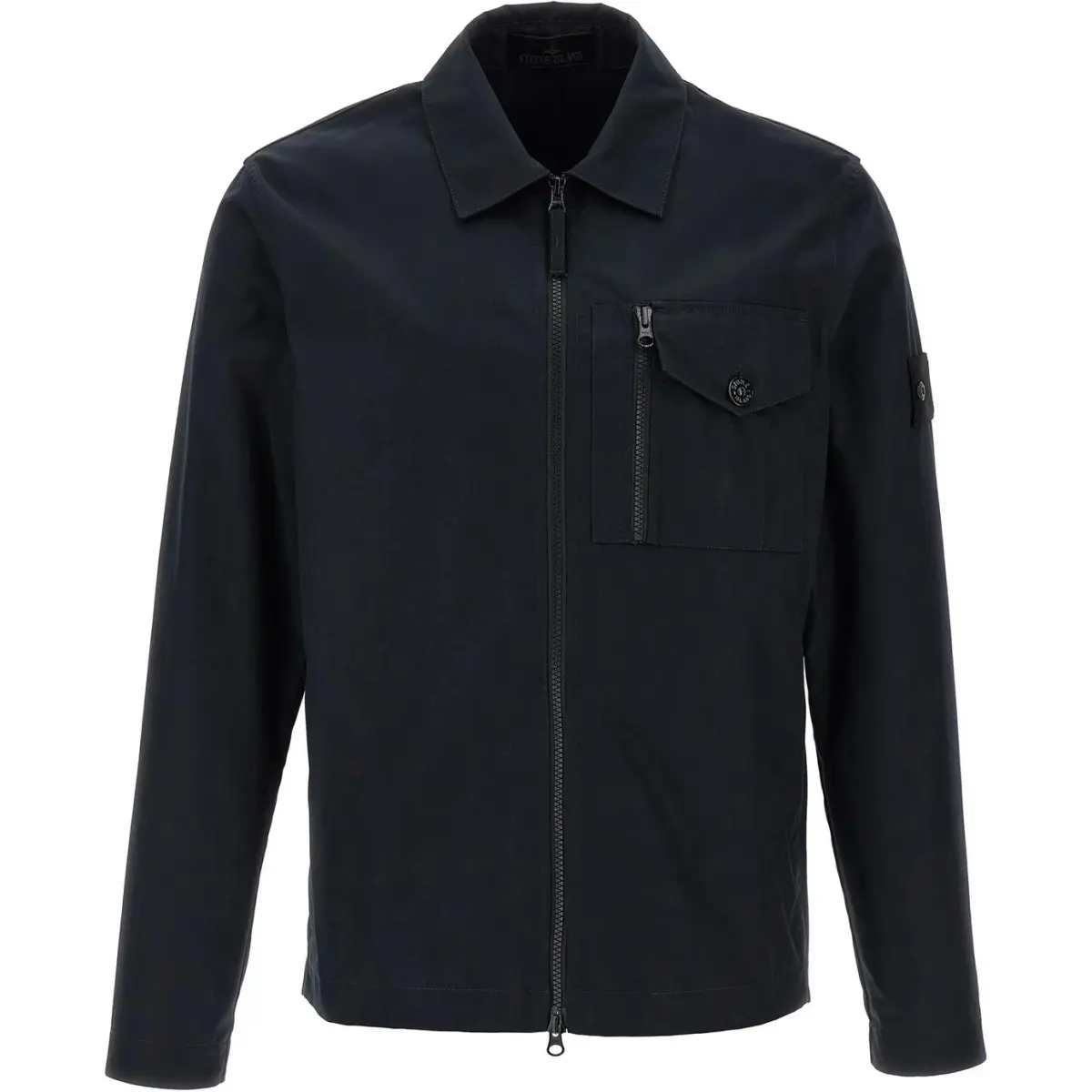 STONE ISLAND Ghost Logo Patch Zip-Up Overshirt