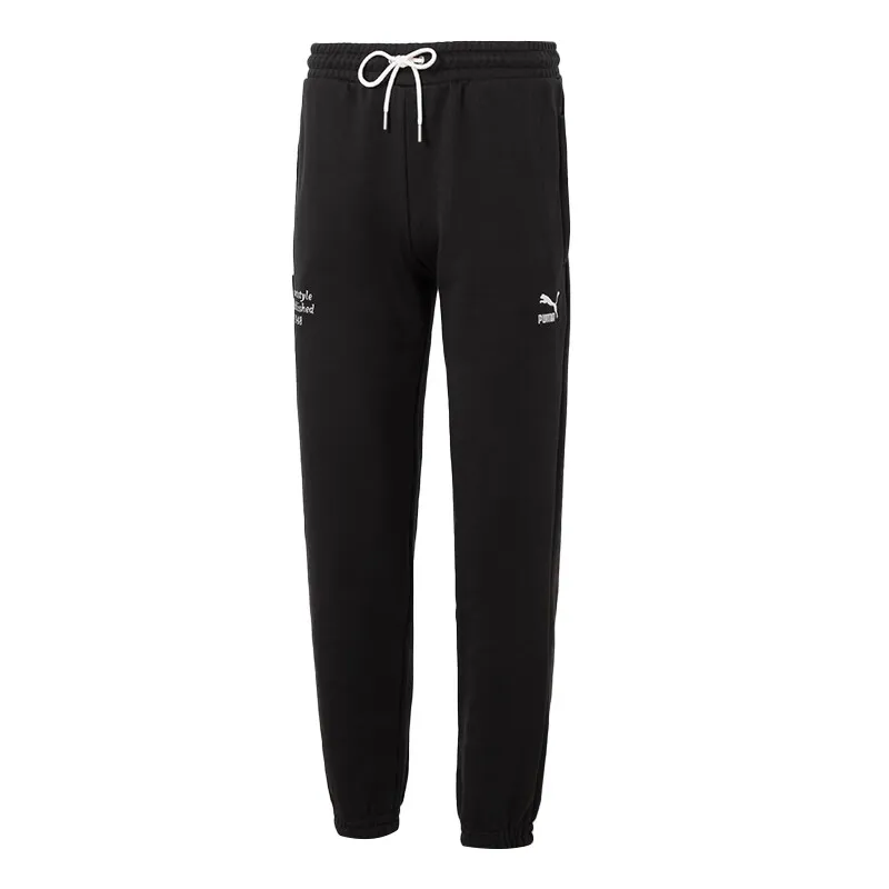 PUMA Knitted Sweatpants Men's Black Thickened Cuffed Pants