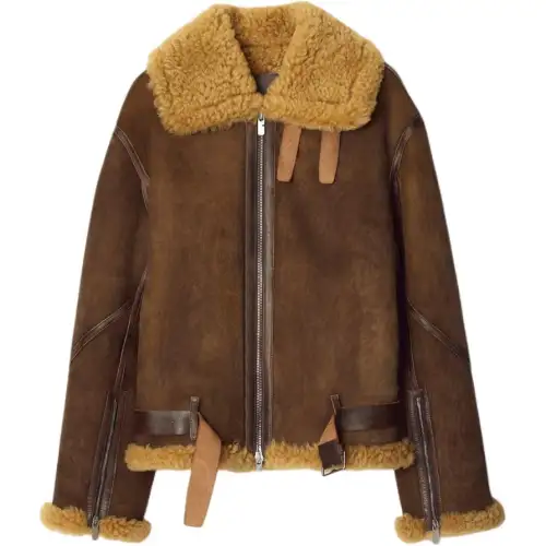 Burberry Shearling trim Leather Jacket