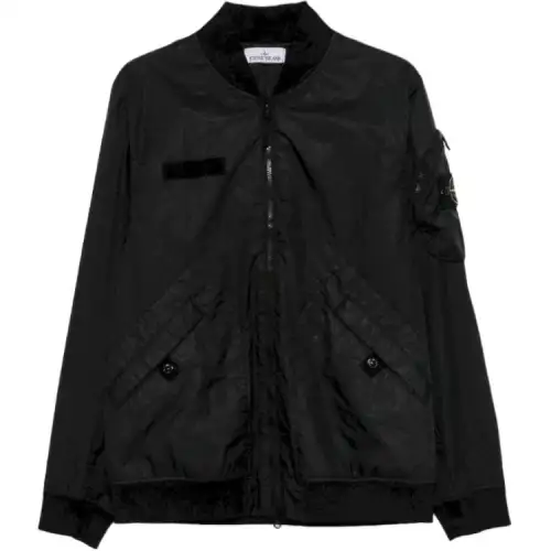 STONE ISLAND Logo Patch Zip Up Bomber Jacket