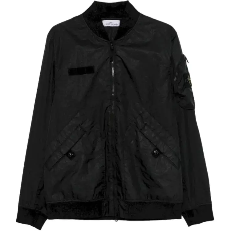 STONE ISLAND Logo Patch Zip Up Bomber Jacket