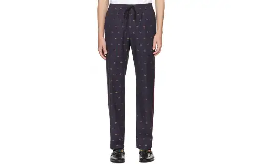 GUCCI Casual Pants Men's Marine Blue Moderate Straight Fit Pants