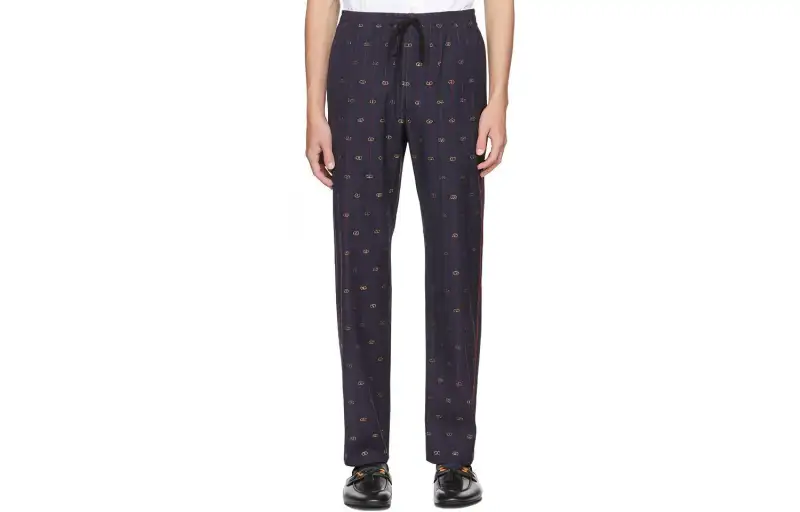 GUCCI Casual Pants Men's Marine Blue Moderate Straight Fit Pants