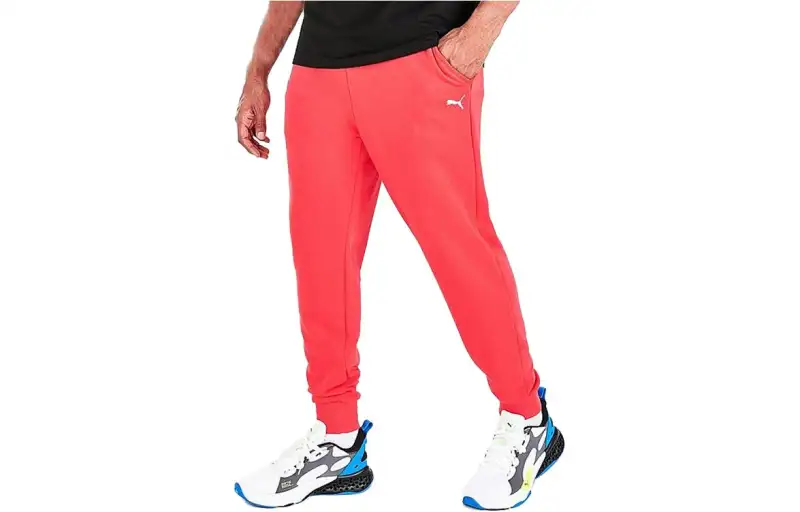 PUMA Knitted Sweatpants Men's Red Moderate Cuffed Pants