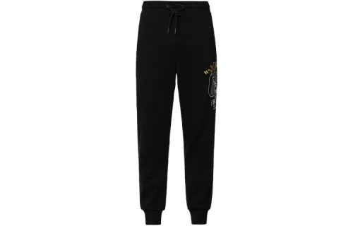 EVISU Knitted Sweatpants Men's Black Moderate Cuffed Pants