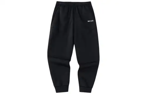 ANTA Variety Training Collection Knitted Sweatpants Men's Black Thickened Cuffed Pants
