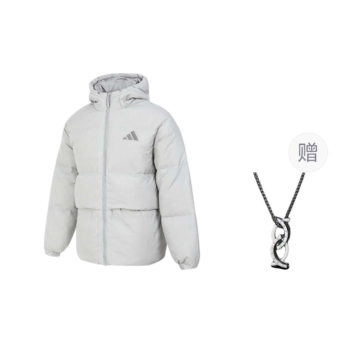Adidas Down Jacket Unisex Gray Comes With Necklace