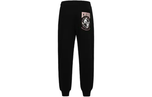 EVISU Knitted Sweatpants Men's Black Moderate Straight Fit Pants