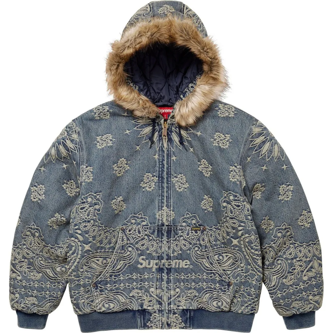 Supreme bandana-jacquard denim jacket