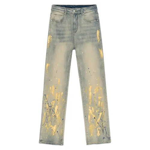 XINYINSU Jeans Unisex Yellow Mud