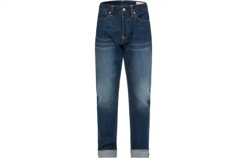 EVISU Seagull And Kamon Embossed Carrot Fit Jeans Men's Navy Blue