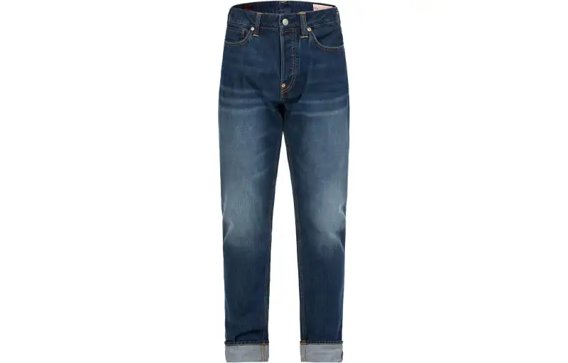 EVISU Seagull And Kamon Embossed Carrot Fit Jeans Men's Navy Blue