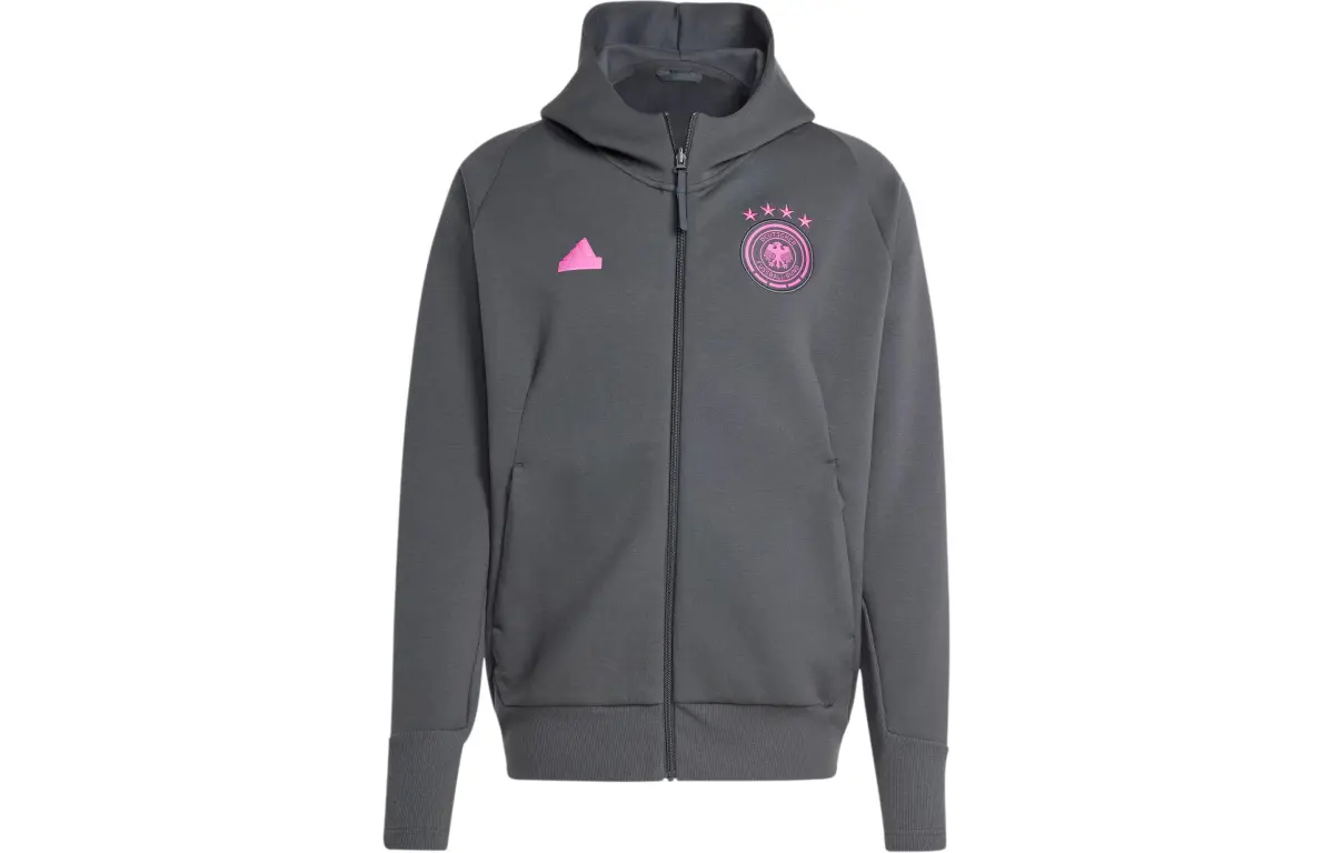 Adidas Germany Travel Full Zip Hoodie Jackets & Coats Men's Carbon Black