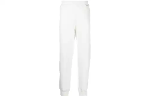 STONE ISLAND Knitted Sweatpants Men's White Moderate Cuffed Pants