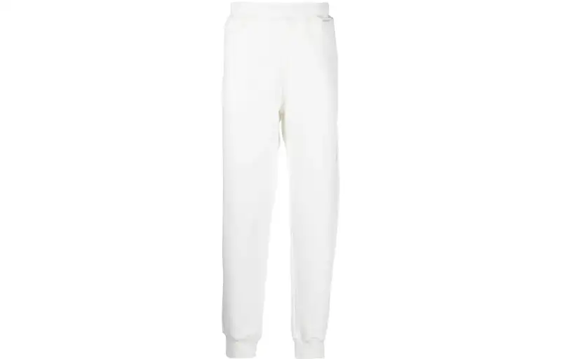STONE ISLAND Knitted Sweatpants Men's White Moderate Cuffed Pants