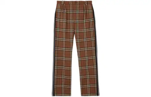 Burberry Side Stripe Check Jacquard Wide Leg Trousers