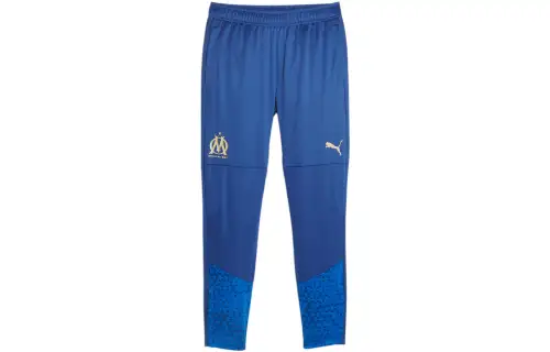 PUMA Olympique De Marseille Football Training Pants Knitted Sweatpants Men's Blue
