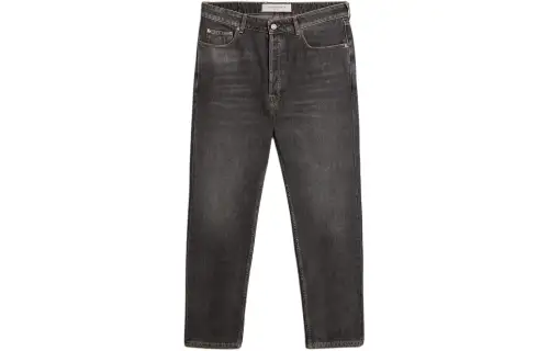 stonewashed tapered-leg jeans