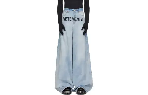 Vetements Jeans Men's Blue Moderate Wide Leg Pants