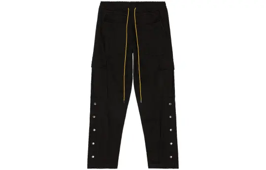 RHUDE Casual Pants Men's Black Moderate Straight Fit Pants