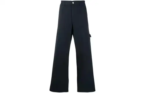 LOEWE Casual Pants Men's Black Moderate Wide Leg Pants