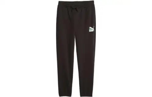 PUMA CLASSICS Knitted Sweatpants Men's Black Moderate Cuffed Pants
