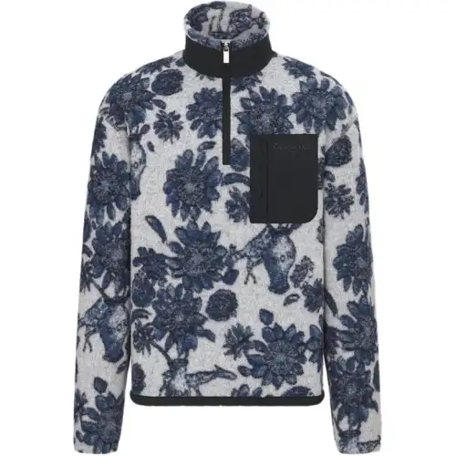 Dior Floral Patterned Zip Detailed Jumper