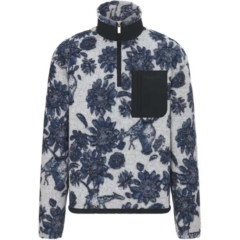Dior Floral Patterned Zip Detailed Jumper