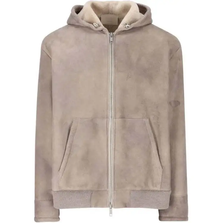 PRADA FW24 Leather Jacket Men's Gray Pink