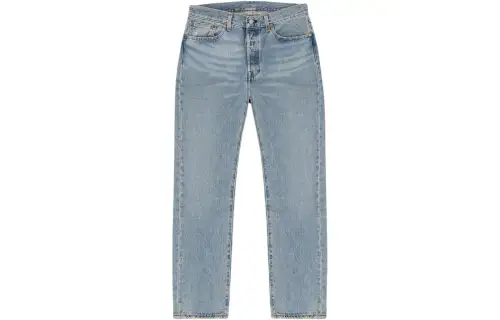 Denim Tears X Levis/Levis joint model Denim Tears x Levis joint series FW23 retro washed embroidered Logo long jeans, same style for men and women, light blue
