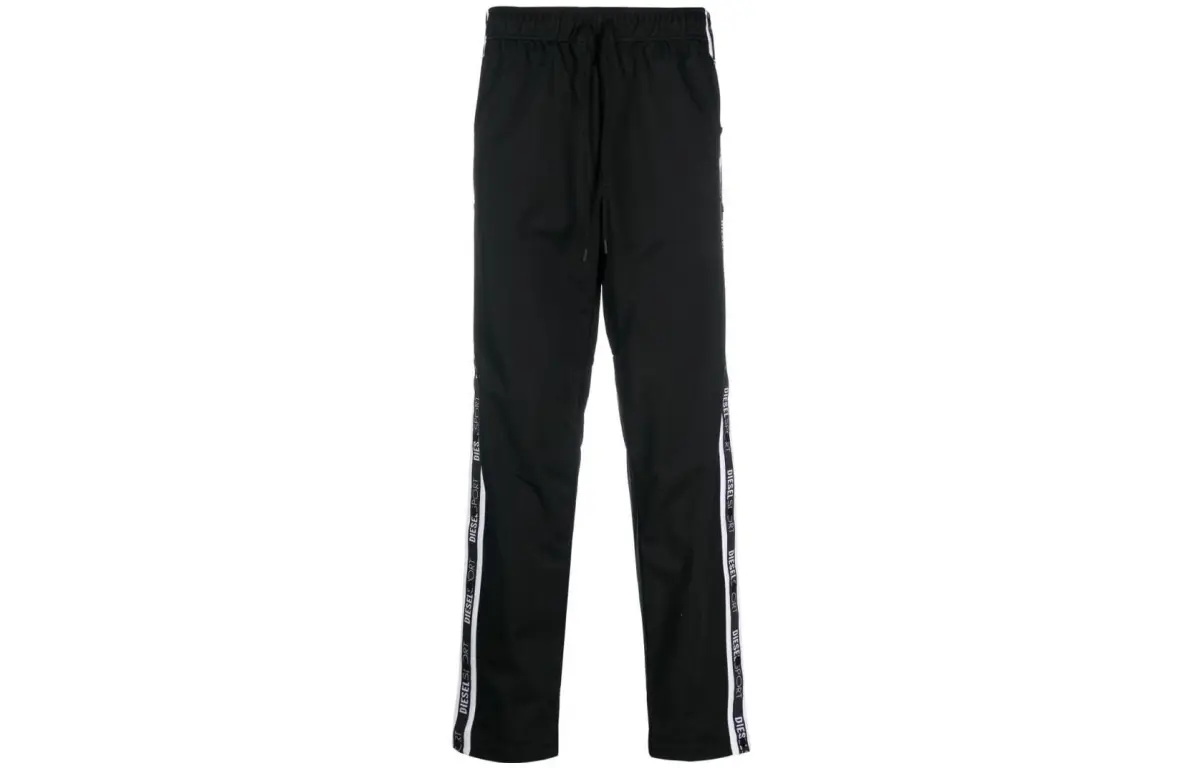 DIESEL Sport Knitted Sweatpants Men's Black Moderate Straight Fit Pants