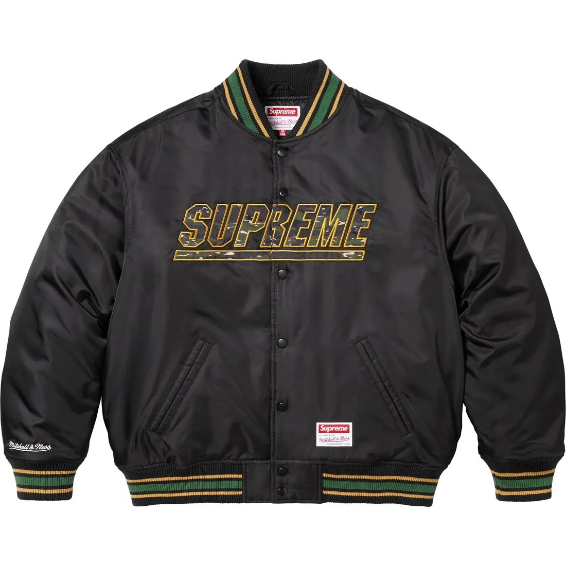 Supreme Mitchell & Ness Camo Logo Varsity Jacket