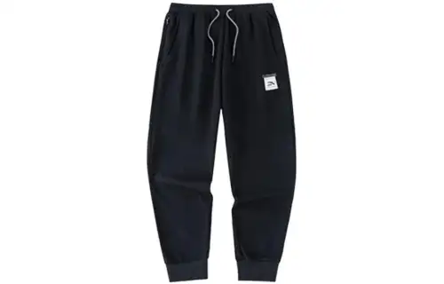 ANTA Variety Training Collection Knitted Sweatpants Men's Black Moderate Cuffed Pants