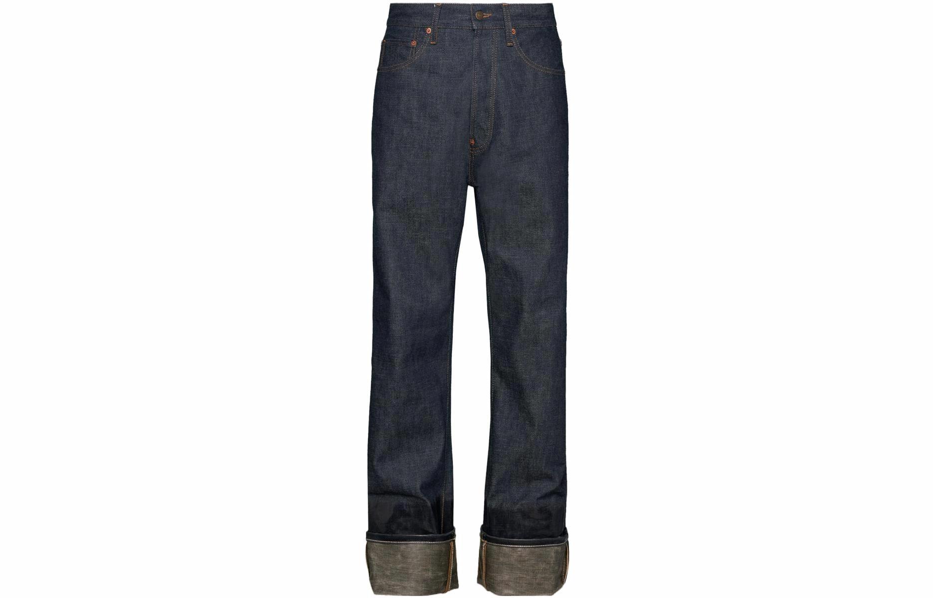 Мужские штаны Maison Margiela Lacquered Turn Up Jeans (темно-синие)