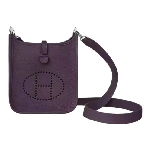 HERMES Evelyne Taurillon Clemence Cow Leather Crossbody Bag, Shoulder Bag 16 Women's 59 Raisin Grape Purple