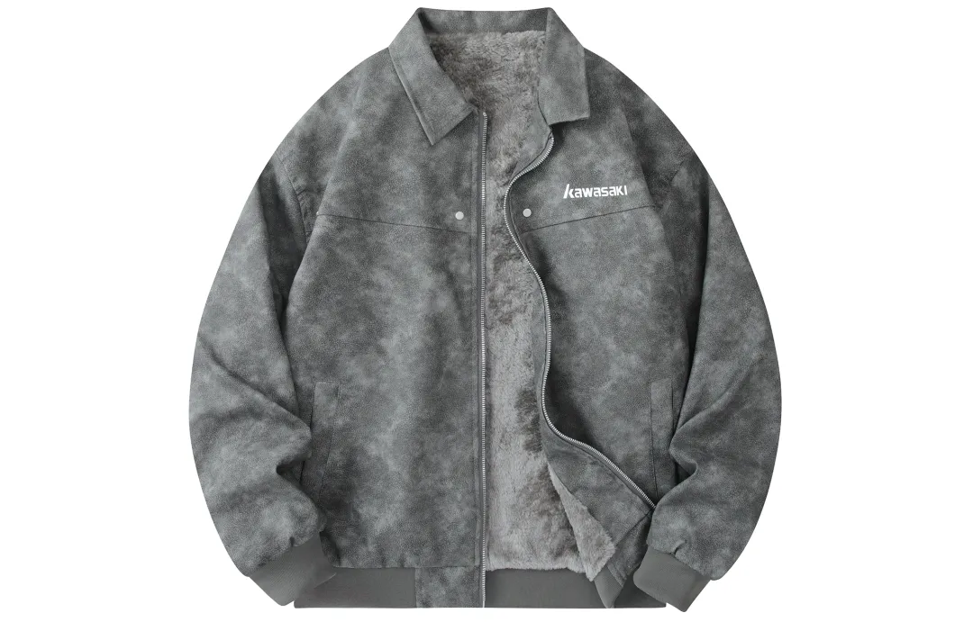 Kawasaki Leather Jackets Unisex Lapel Thickened