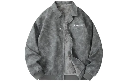 Kawasaki Leather Jackets Unisex Lapel Thickened