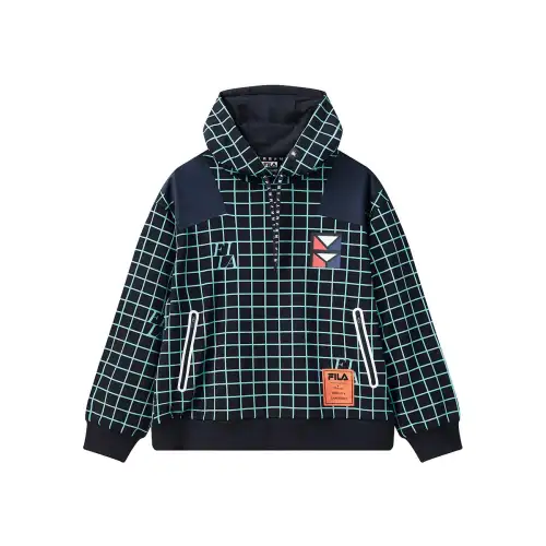 FILA x Maison Mihara Yasuhiro Sweatshirt Men's Navy Blue & Ice Emerald Blue Plaid