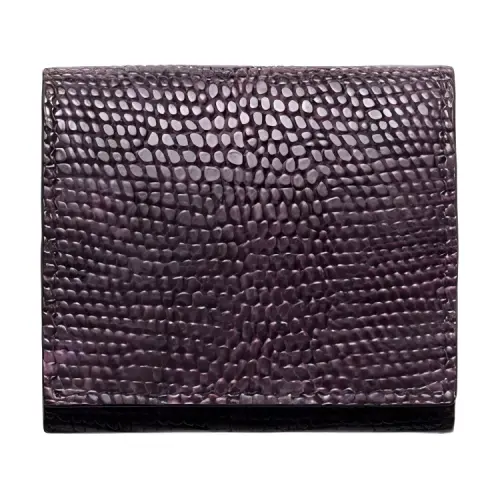 PRADA Smooth Finish Lizard Skin Coin Purse Men's Dark Purple