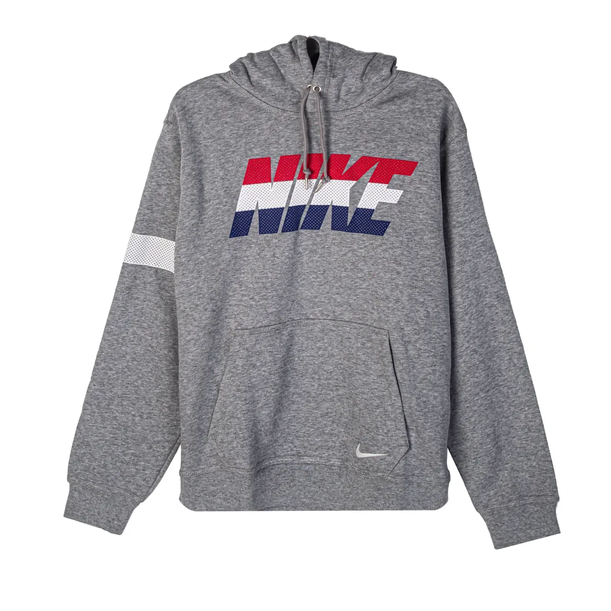 Nike Brand Logo Letter Printed Pattern Fleece Lined Hooded Pullover Sports Sweatshirt Men's Light Gray