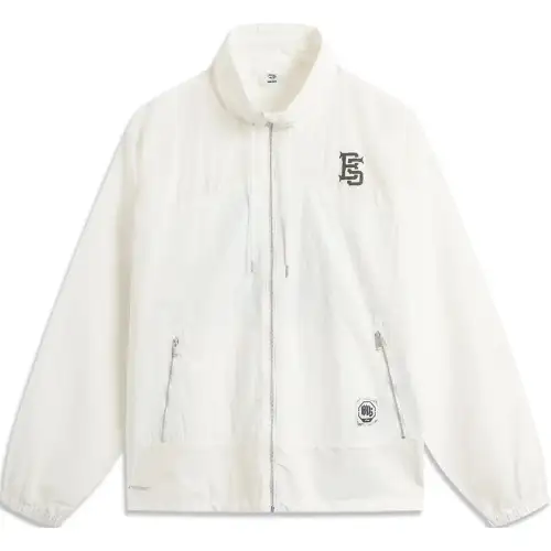 Li Ning, basketball soft comfortable breathable sports cream white trench coat with zipper