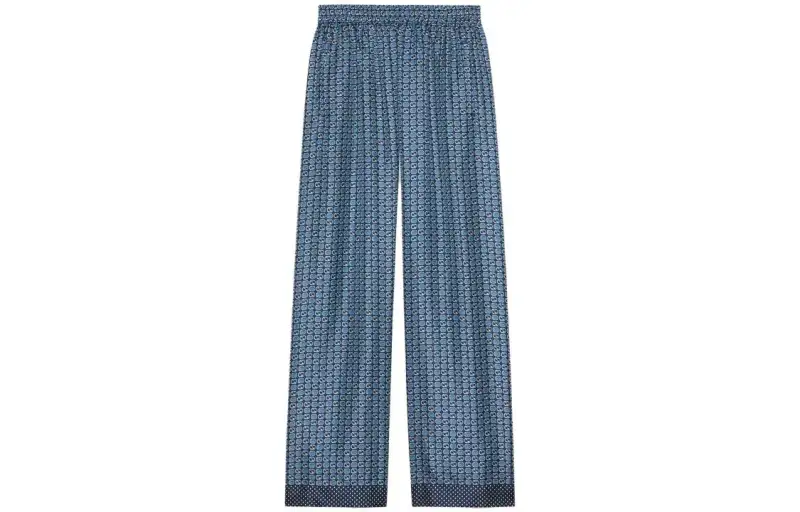 GUCCI Casual Pants Men's Blue Moderate Wide Leg Pants